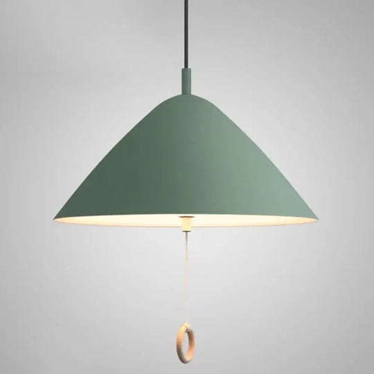 Modern Macarons Tapered Pendant Light With Metal Finish - 1-Light Lighting Green / 16’