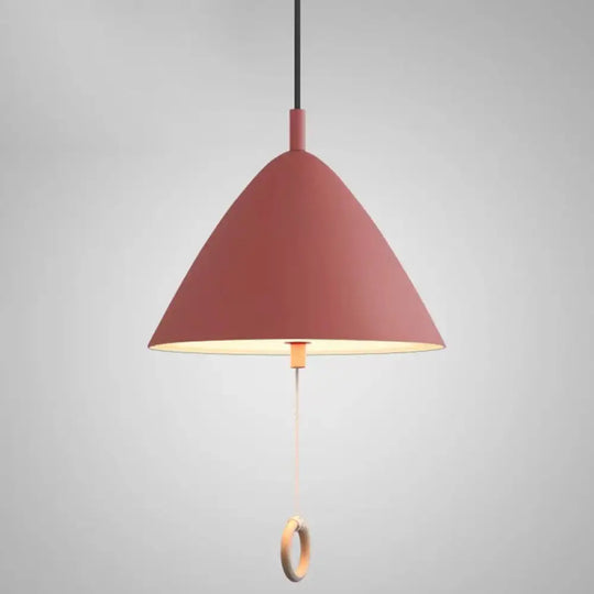 Modern Macarons Tapered Pendant Light With Metal Finish - 1-Light Lighting Red / 11’