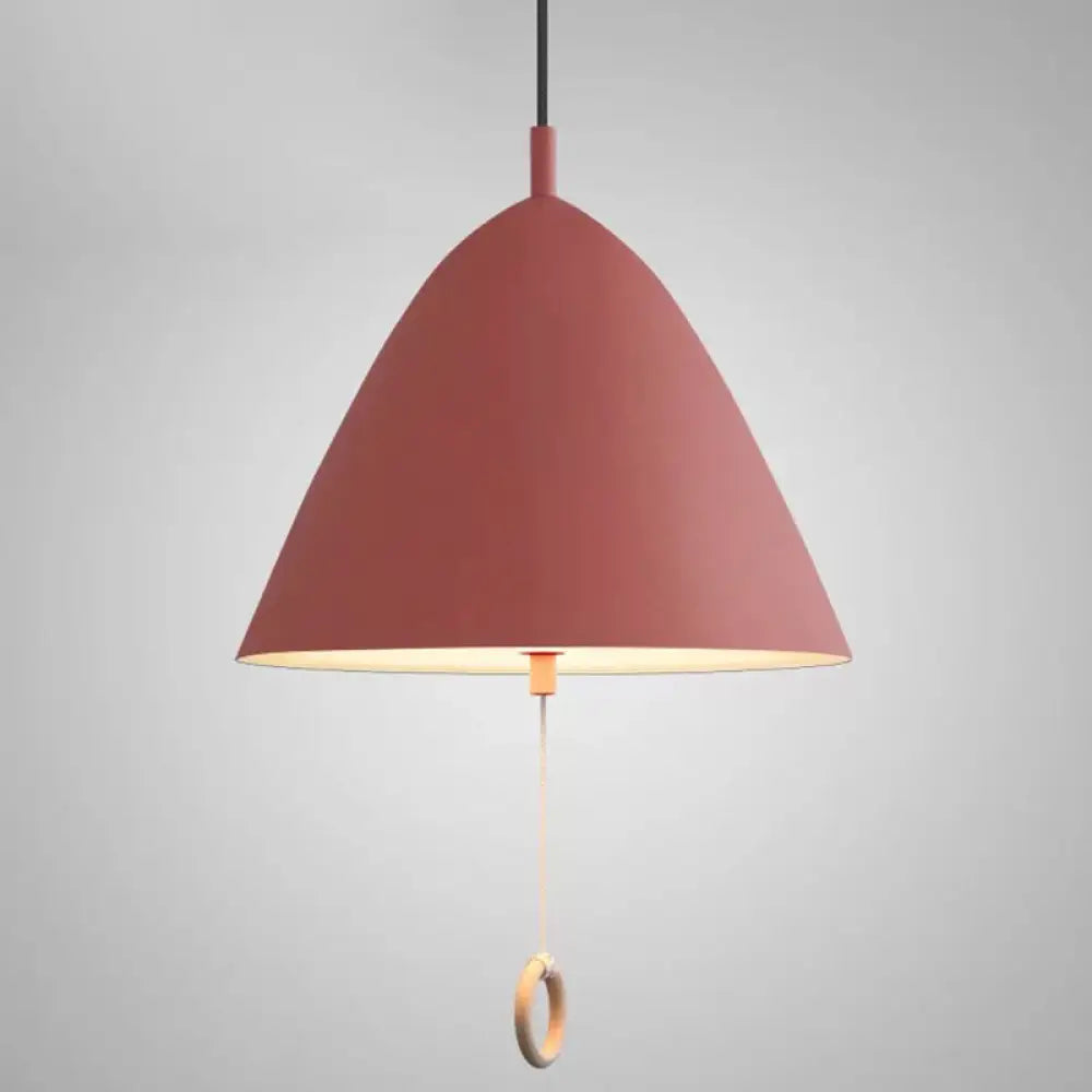 Modern Macarons Tapered Pendant Light With Metal Finish - 1-Light Lighting Red / 13’