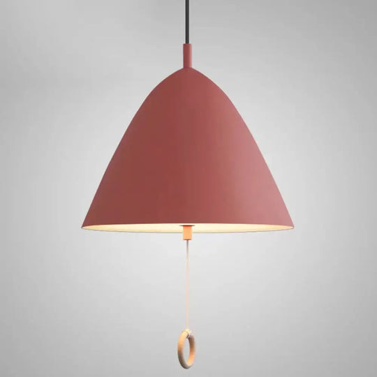 Modern Macarons Tapered Pendant Light With Metal Finish - 1-Light Lighting Red / 13’