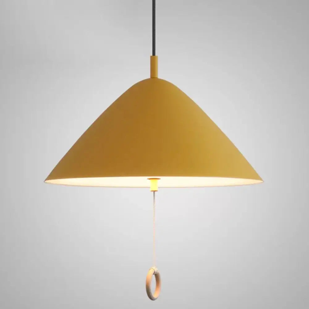 Modern Macarons Tapered Pendant Light With Metal Finish - 1-Light Lighting Yellow / 16’
