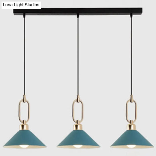 Modern Macarons Umbrella Pendant Light With Metal Ring - Stylish Lighting Blue / Linear