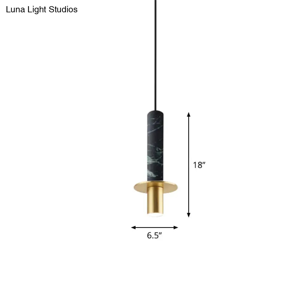 Postmodern Marble Pendant Light For Dining Room With Led Down Lighting Black