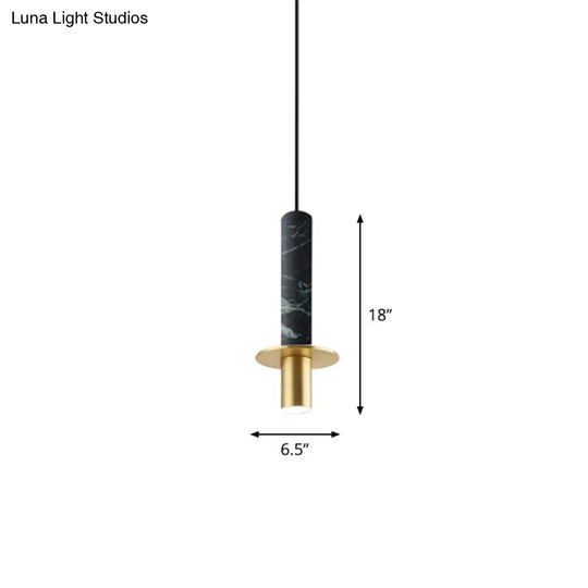 Postmodern Marble Pendant Light For Dining Room With Led Down Lighting Black