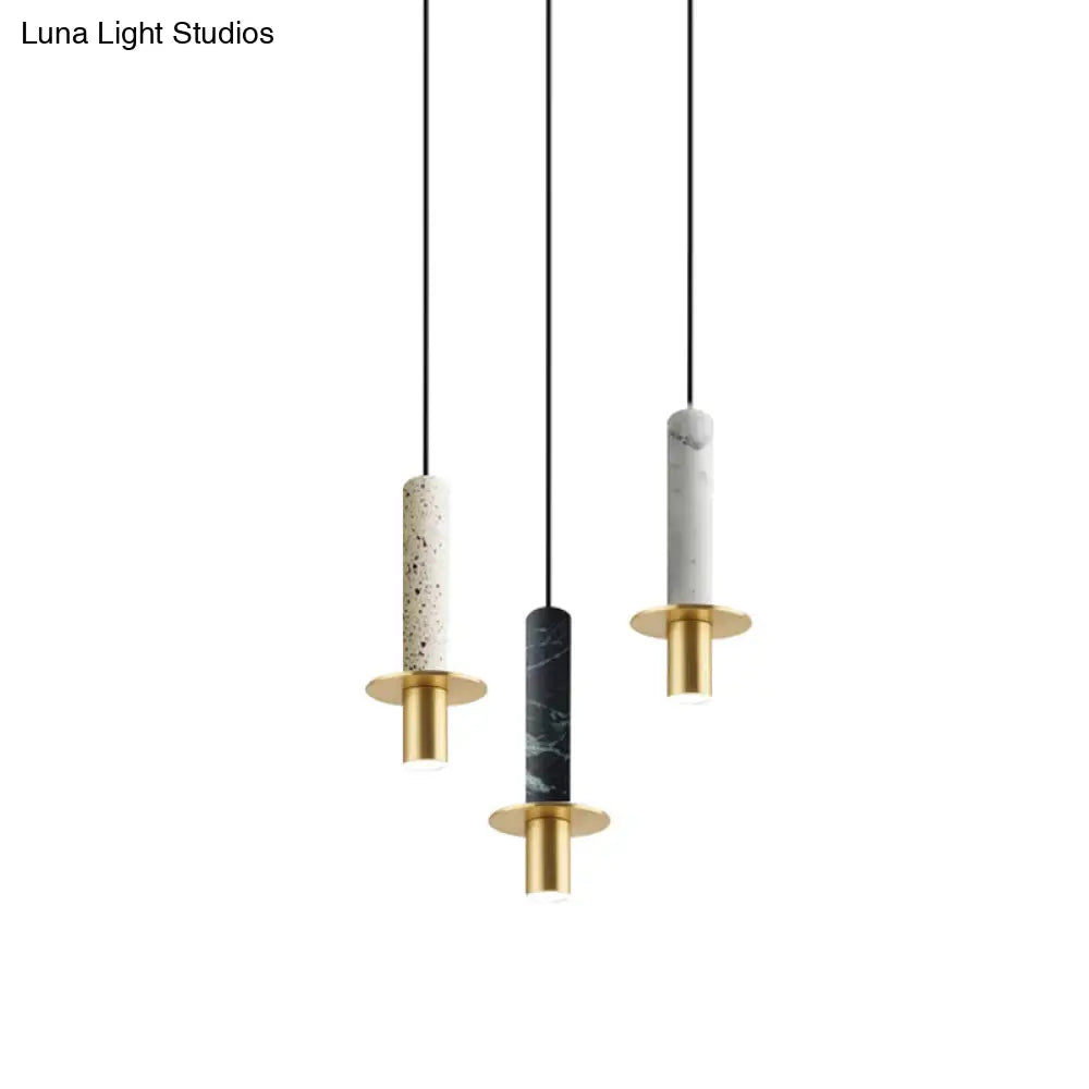 Postmodern Marble Pendant Light For Dining Room With Led Down Lighting
