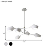 Modern Metal 2-Tier Chandelier With Swivel Shades In Black-Gold/White - 6 Bulb Ceiling Pendant For