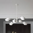 Modern Metal 2-Tier Chandelier With Swivel Shades In Black-Gold/White - 6 Bulb Ceiling Pendant For