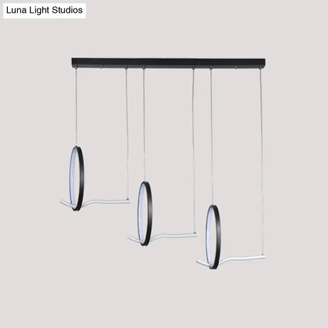 Modern Metal 3-Ringed Chandelier With Led Hanging Light Kit In Black/Gold - Warm/White