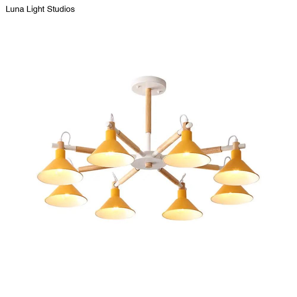 Modern Metal 8-Bulb Hanging Chandelier - Horn Shape Design For Living Room