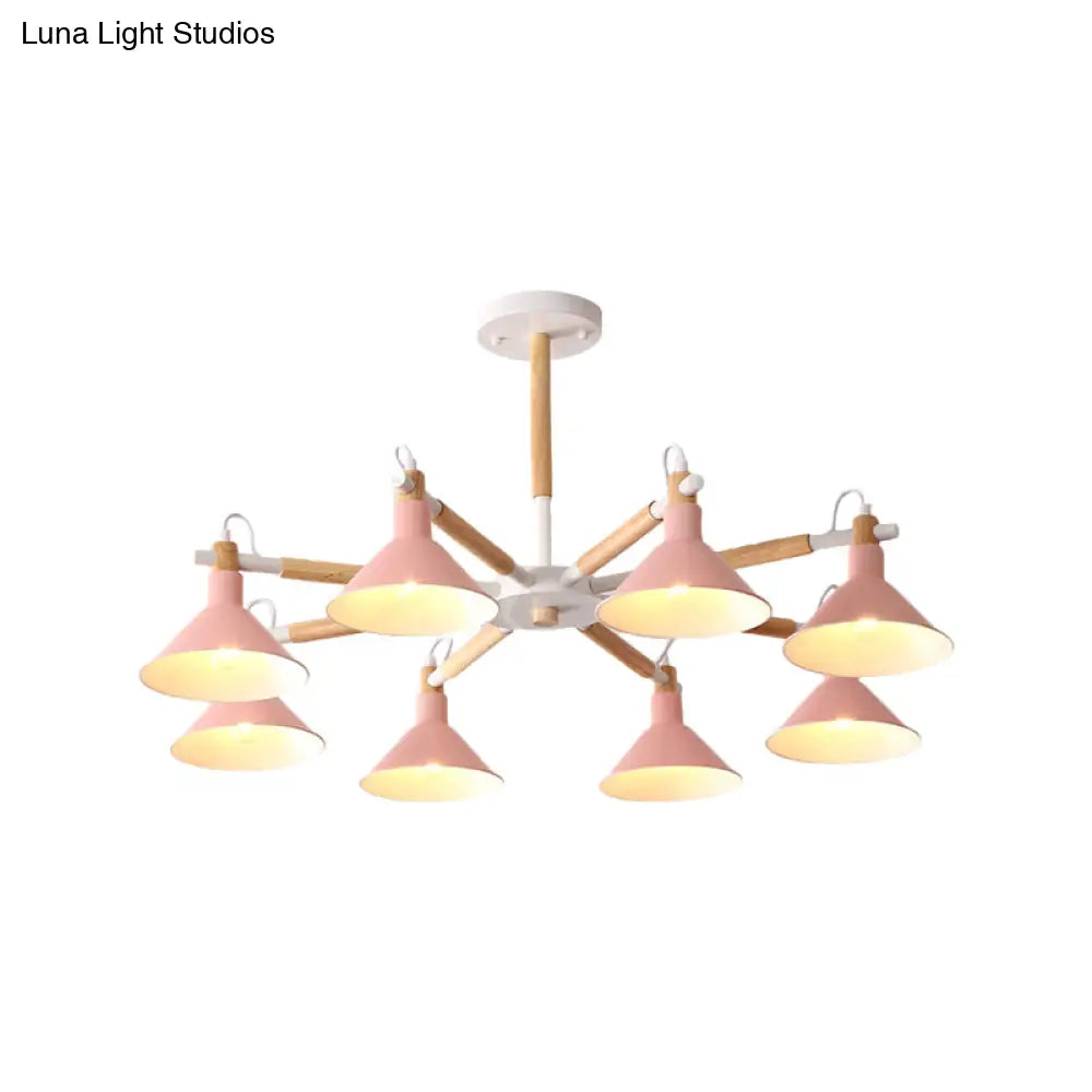 Modern Metal 8-Bulb Hanging Chandelier - Horn Shape Design For Living Room
