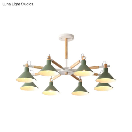 Modern Metal 8-Bulb Hanging Chandelier - Horn Shape Design For Living Room