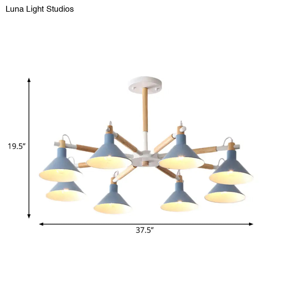 Modern Metal 8-Bulb Hanging Chandelier - Horn Shape Design For Living Room