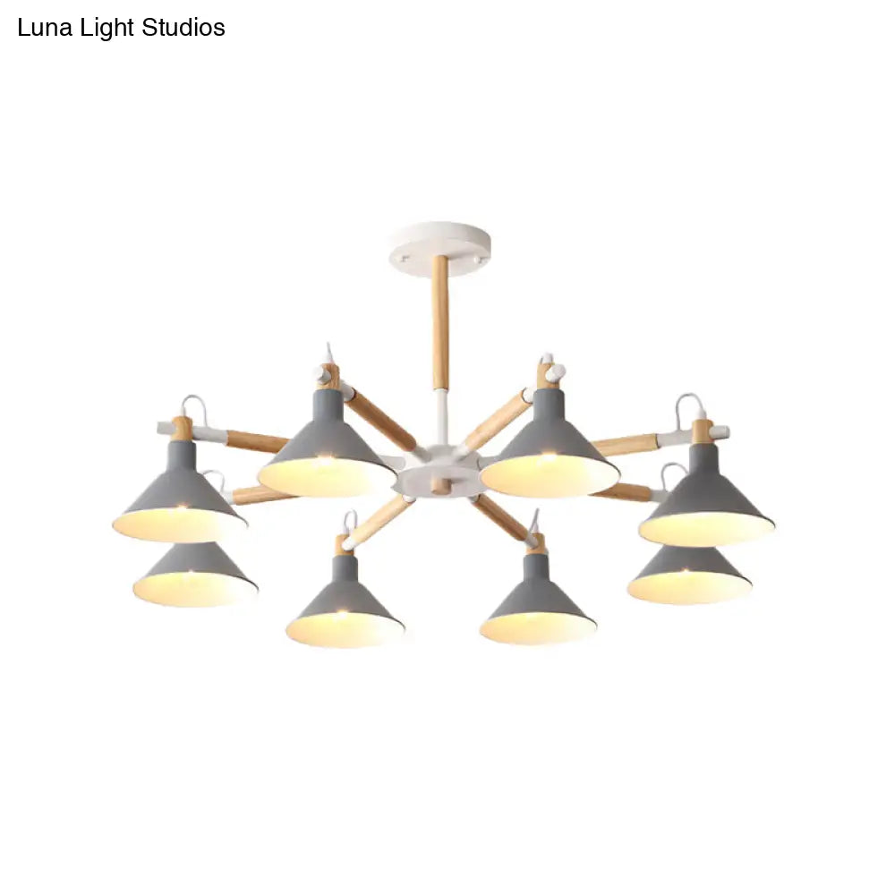 Modern Metal 8-Bulb Hanging Chandelier - Horn Shape Design For Living Room