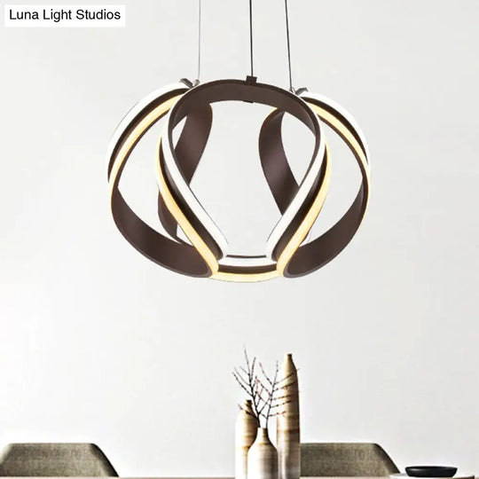 Modern Metal Coffee Led Chandelier Pendant Light Kit - Warm/White