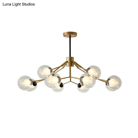 Modern Metal And Glass Chandelier - Study Room Modo Pendant Lighting (12 Lights)