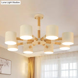 Modern Metal And Wood Cylinder Hanging Lamp For Living Room