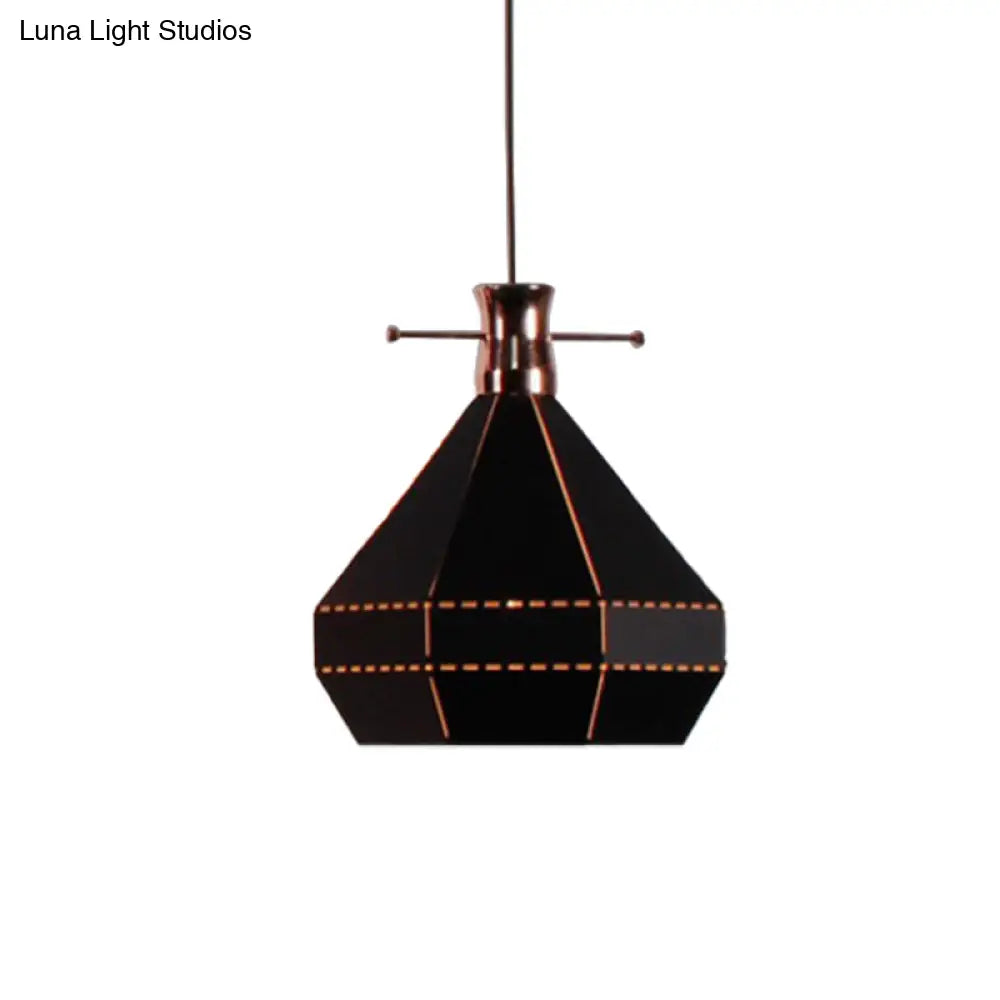 Modern Metal And Wood Pendant Light With Cylinder/Diamond Shade - 1 Black/White