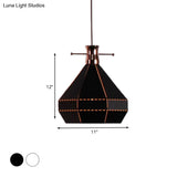 Modern Metal And Wood Pendant Light With Cylinder/Diamond Shade - 1 Black/White