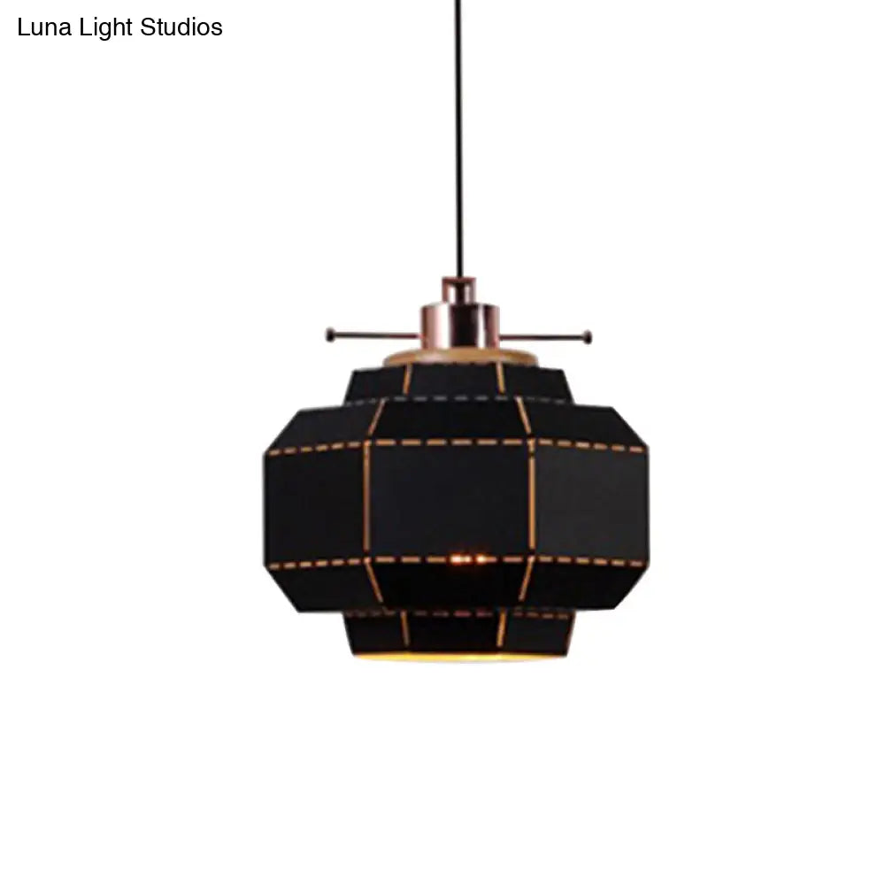 Modern Metal And Wood Pendant Light With Cylinder/Diamond Shade - 1 Black/White