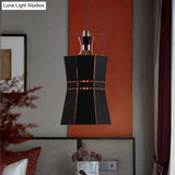 Modern Metal And Wood Pendant Light With Cylinder/Diamond Shade - 1 Black/White