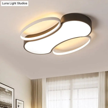 Modern Metal Black And White Led Flush Mount Ceiling Light - 19.5’/25.5’ Width