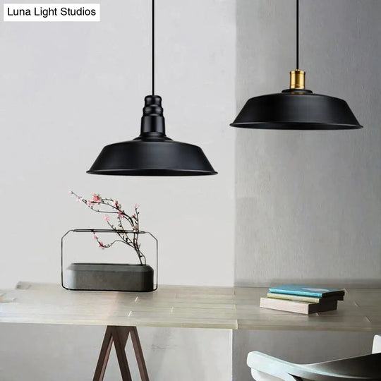 Industrial Geometric Metal Pendant Light With Black Finish And Single Bulb