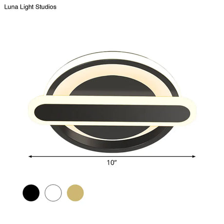 Modern Metal Black/White/Gold Led Ceiling Flushmount For Corridor - Small Circle & Oval Design