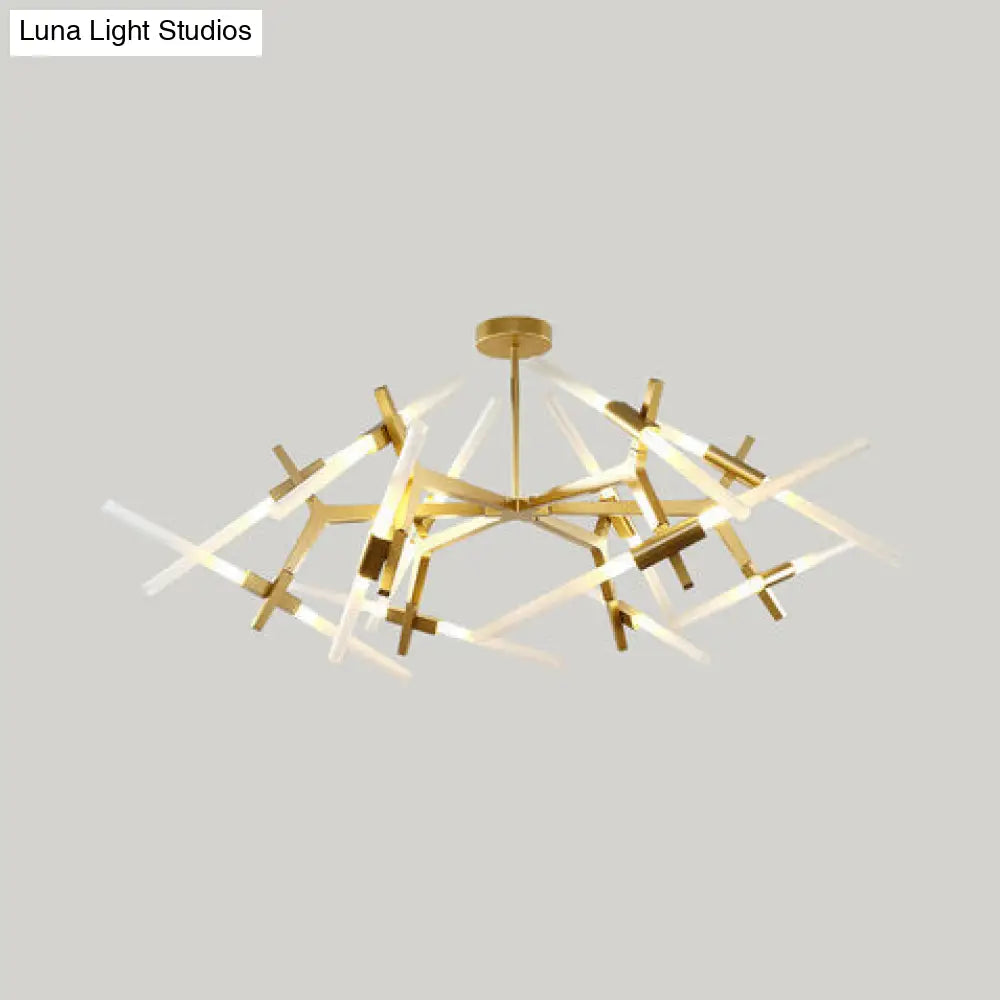 Modern Metal Branch Chandelier - 6/10/14 Lights Black/Gold Hanging Light For Living Room