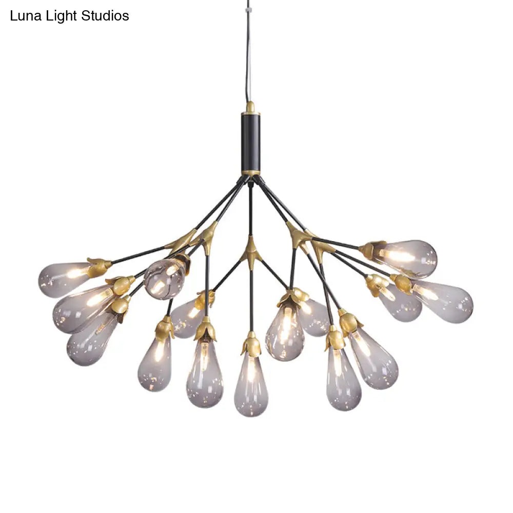 Modern Metal Branch Chandelier Pendant Light With Bulb-Shaped Glass - Minimalist Led Lighting