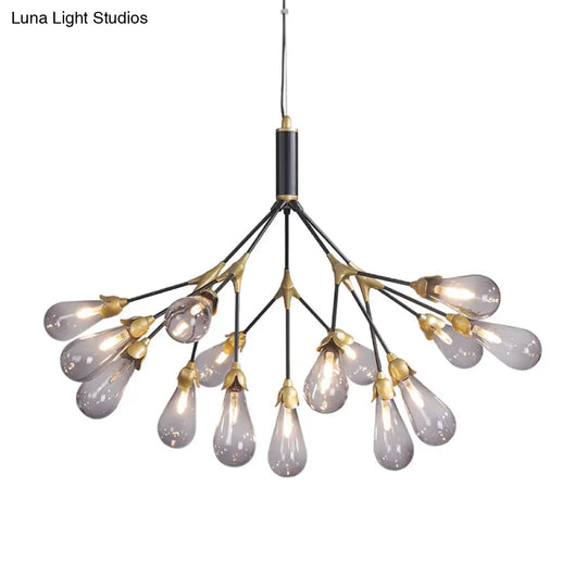 Modern Metal Branch Chandelier Pendant Light With Bulb-Shaped Glass - Minimalist Led Lighting