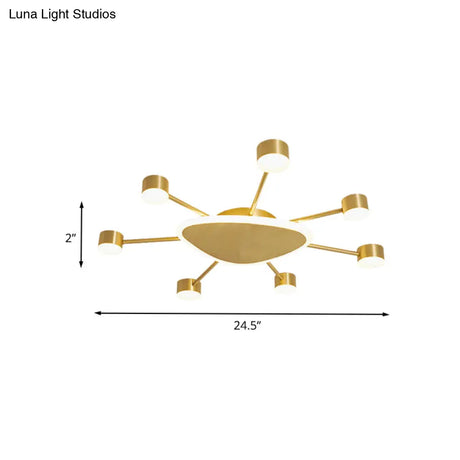 Modern Metal Brass Starburst Led Ceiling Light - Triangular 14’/24.5’ Wide Flush Mount With