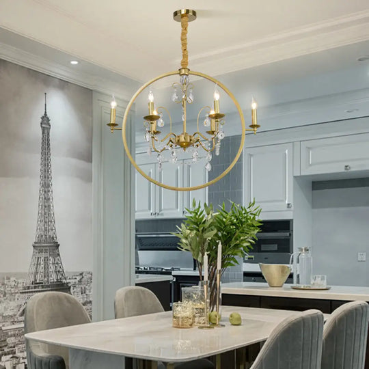 Modern Metal Candelabra Ceiling Light: 6/8 Light Brass Chandelier With Crystal Drop 6 /