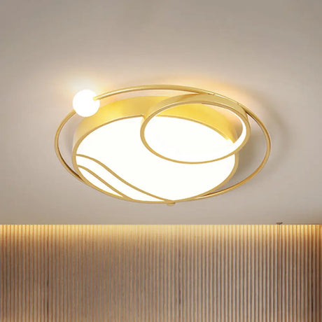 Modern Metal Ceiling Light Fixture Nordic Black/Gold Led Flushmount Lighting In Warm/White 16.5/20.5