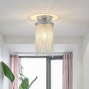 Modern Metal Chain Semi Flush Mount Lamp - 1 Light Ceiling Fixture For Living Room In