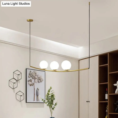 Modern Metal Chandelier: 2/3-Light Bubble Island Light In Black/Gold - Simple And Stylish
