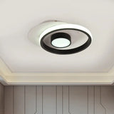 Modern Metal Circle Flush Lamp With Led For Porch - White/Black Or Gold/Black Warm/White Light