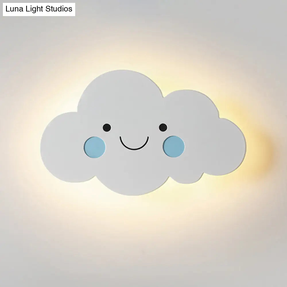 Modern Metal Cloud Wall Light - Pink/Blue Led Sconce For Bedroom