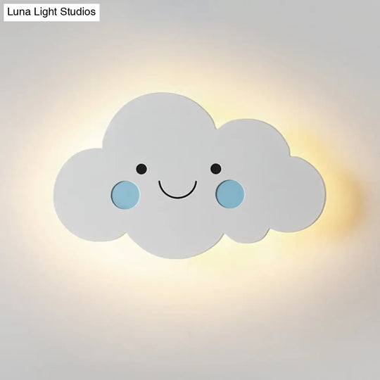 Modern Metal Cloud Wall Light - Pink/Blue Led Sconce For Bedroom
