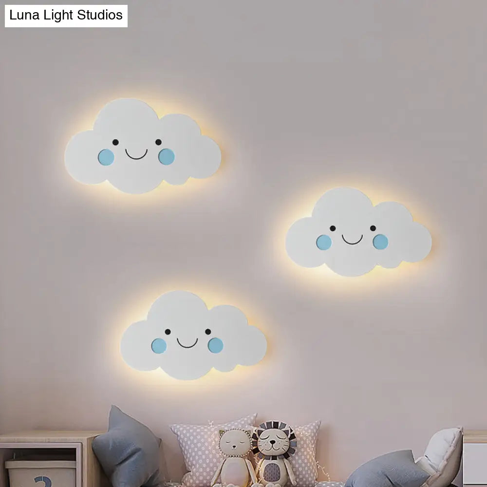 Modern Metal Cloud Wall Light - Pink/Blue Led Sconce For Bedroom