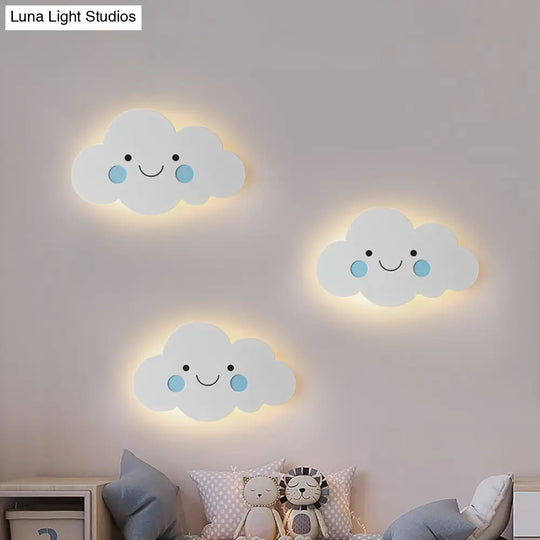 Modern Metal Cloud Wall Light - Pink/Blue Led Sconce For Bedroom