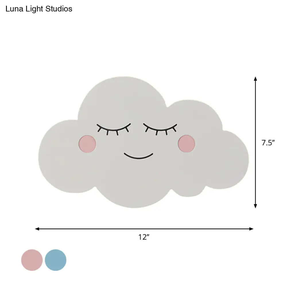 Modern Metal Cloud Wall Light - Pink/Blue Led Sconce For Bedroom