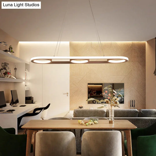 Modern Metal Coffee Led Pendant Light Fixture - Oval Island Design Warm/White / Warm