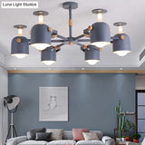 Modern Metal Cylinder Chandelier - 6-Light Hanging Ceiling Lamp For Living Room