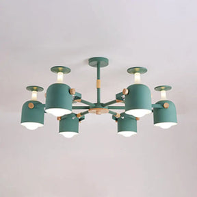 Modern Metal Cylinder Chandelier - 6-Light Hanging Ceiling Lamp For Living Room Green