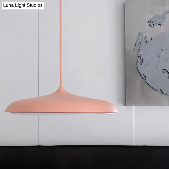 Modern Metal Pendant Light With White/Pink/Yellow Shade - 10/16 Diameter Warm/White Lighting
