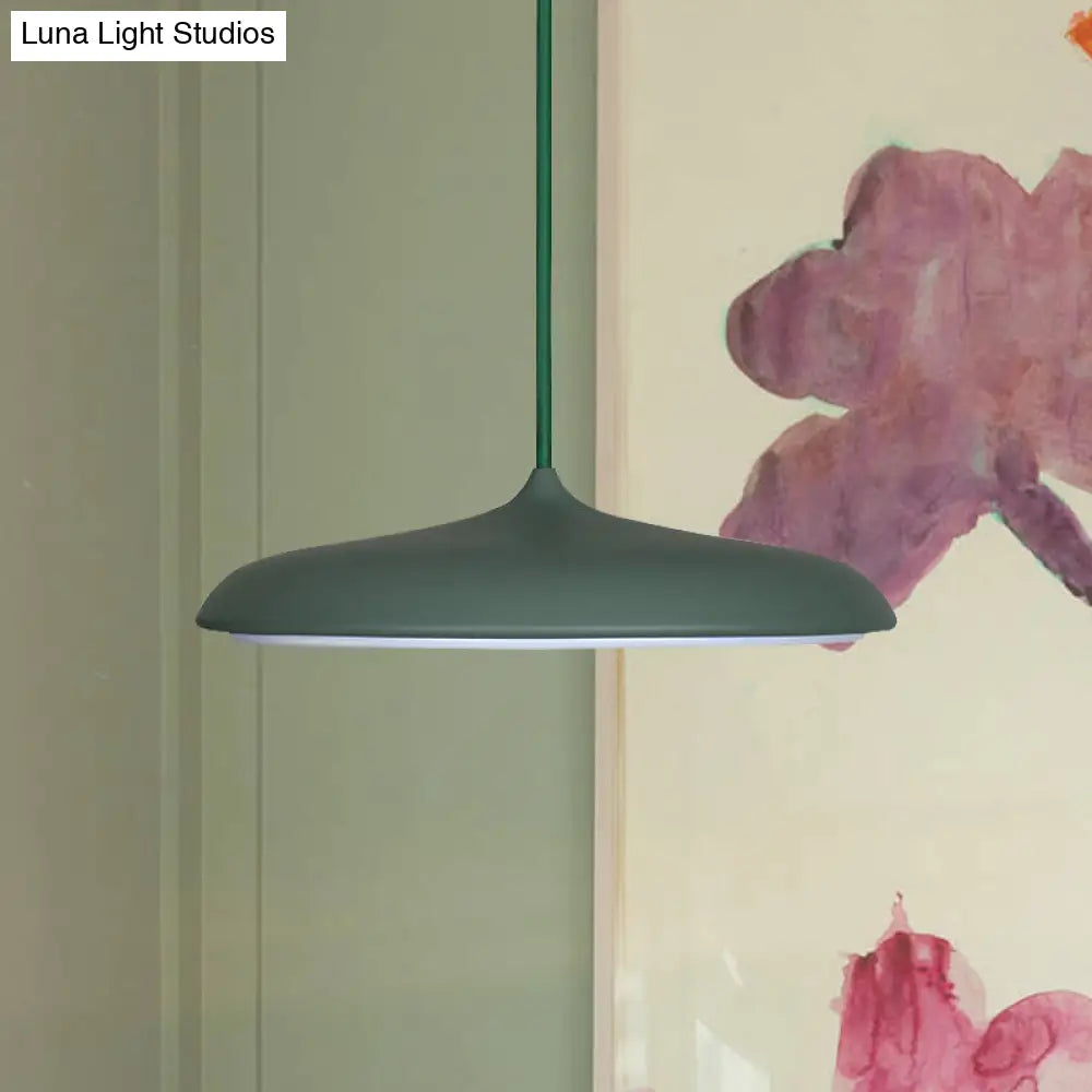 Modern Metal Disk Ceiling Pendant Light - 10’/16’ Diameter 1 White/Pink/Yellow Warm/White