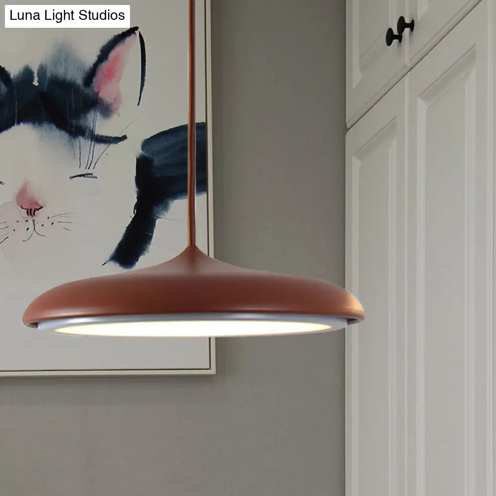 Modern Metal Disk Ceiling Pendant Light - 10’/16’ Diameter 1 White/Pink/Yellow Warm/White