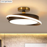 Modern Metal Drum Bedroom Flush Light Fixture - 18’/21.5’ Dia Led Semi Lamp In White/Black With