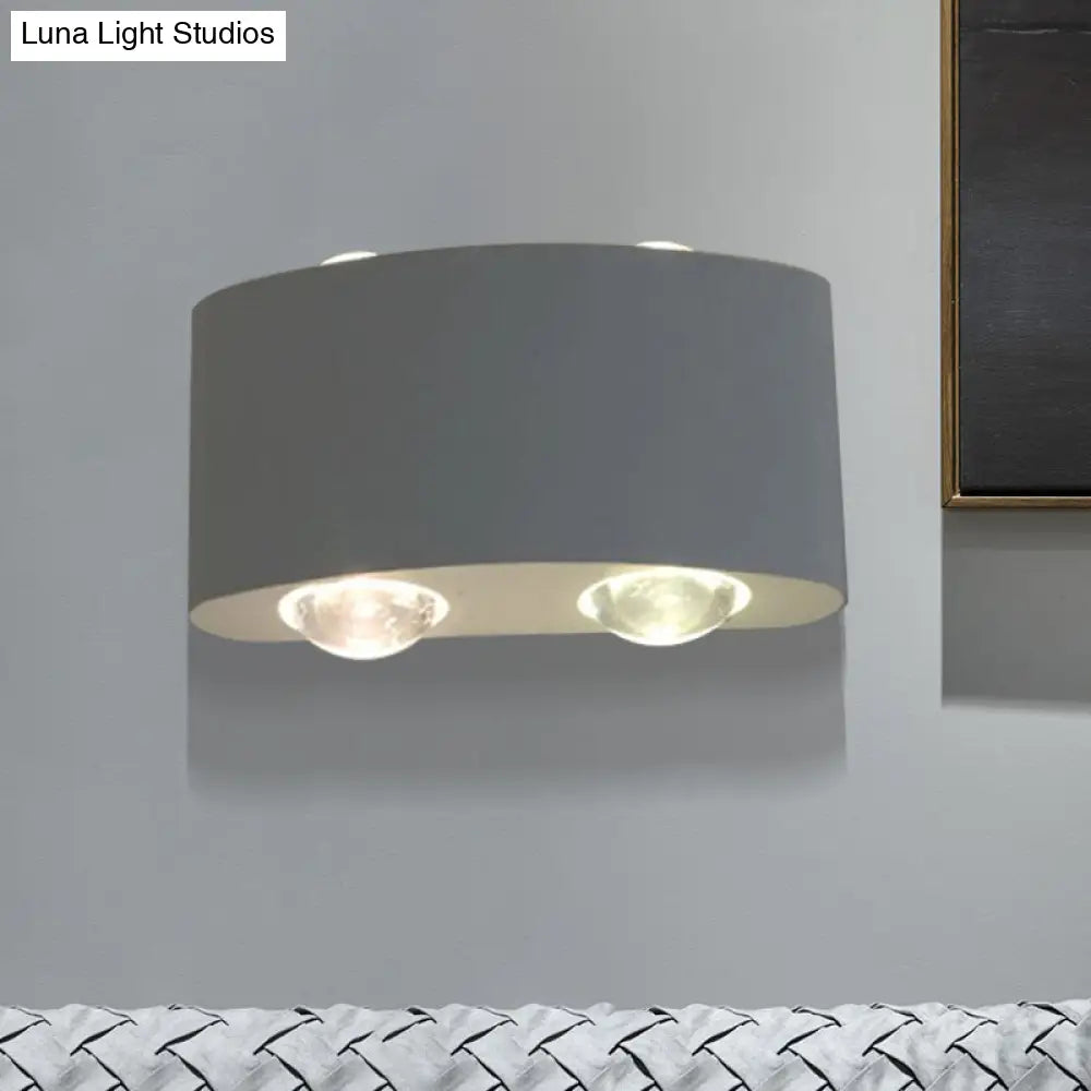 Modern Metal Drum Wall Lamp - 4 Bulb White With White/Warm Lighting