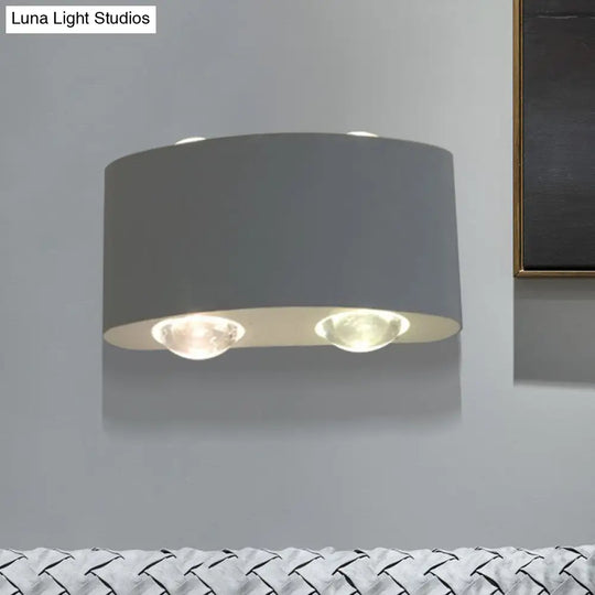 Modern Metal Drum Wall Lamp - 4 Bulb White With White/Warm Lighting